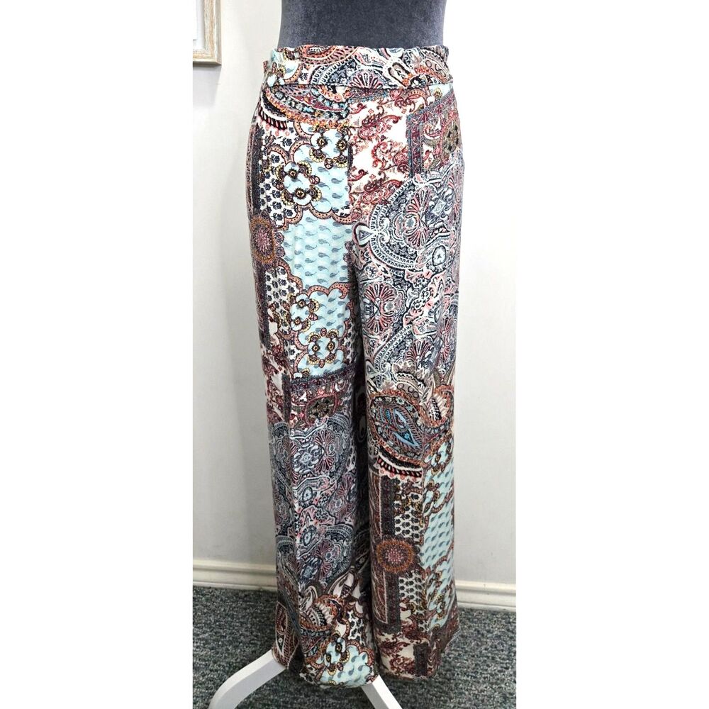 Spense Boho Paisley Wide Leg Pants Women’s XL Rayon Lightweight Elastic Waist